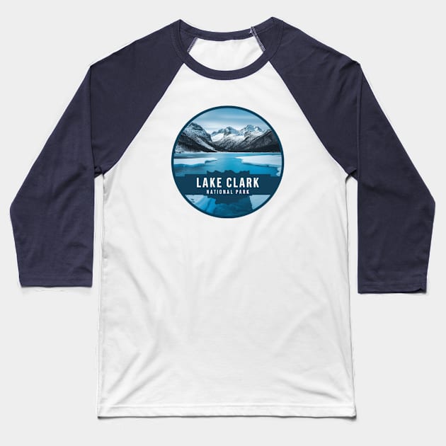 Lake Clark Round Emblem Baseball T-Shirt by Perspektiva